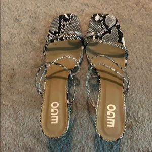 Vanity Square Toe Strappy Pyramid Heel Mule